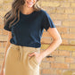 Essential Navy Flutter Sleeve Top