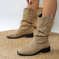 Pleated Pull-On Western Cowboy Boots